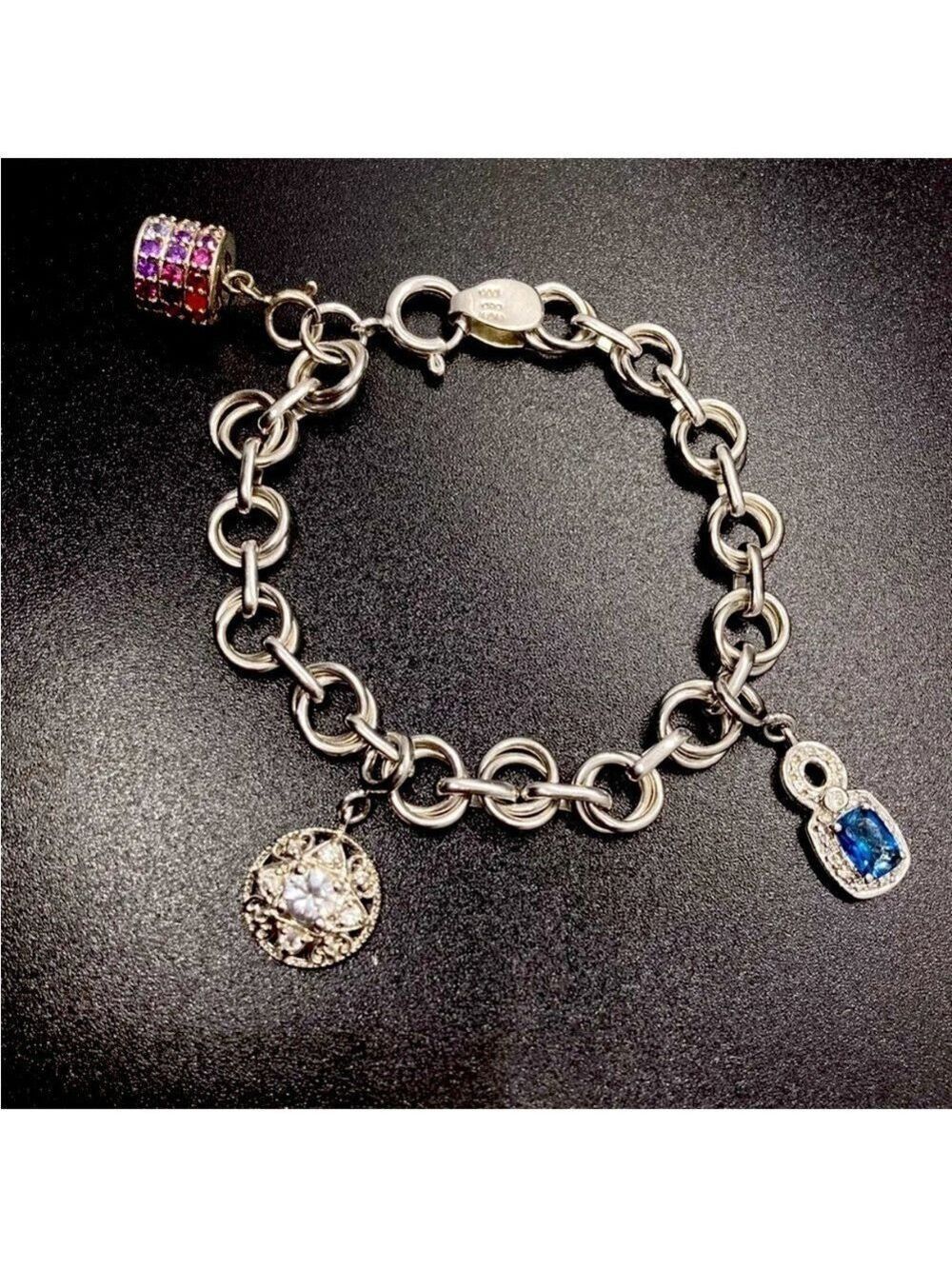 NYC II 15th Anniversary Sterling Silver Charm Bracelet With 3 Charms